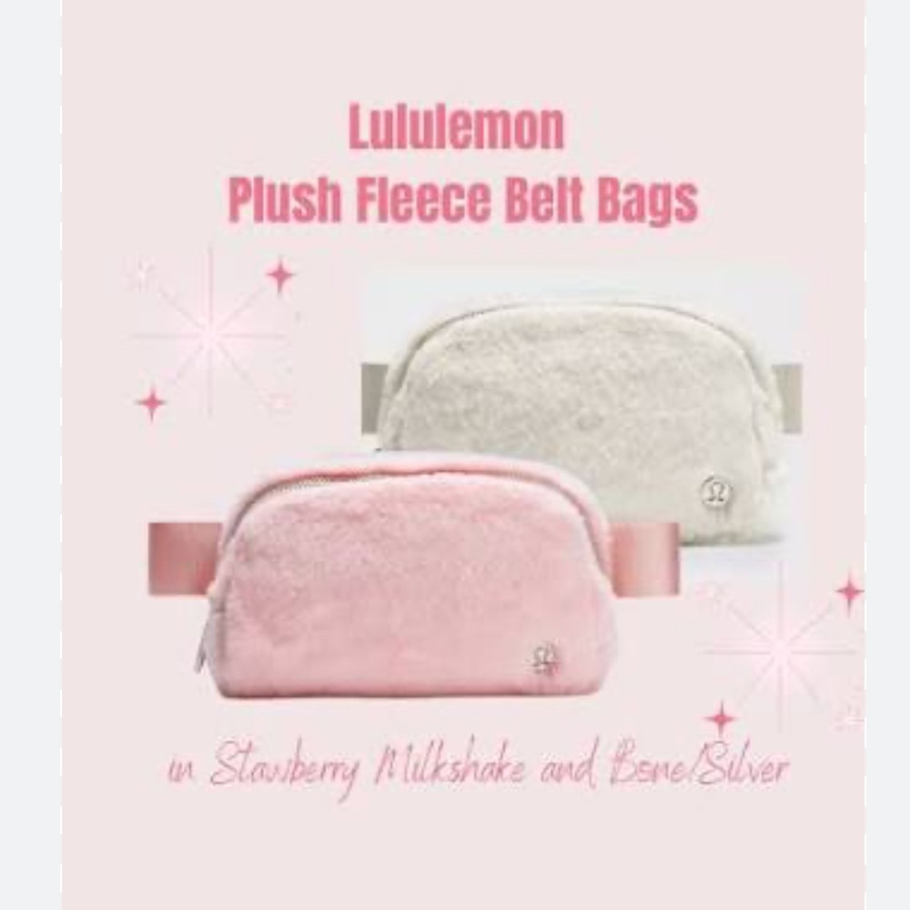 NWOT Lululemon Plush Fleece Belt Bag in strawberry milkshake
